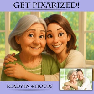 Custom Pixar-Style Cartoon Portrait | Cartoon Portrait Animation | Couple, Family, Pet Gift | Digital Pixar Art | Custom Cartoon
