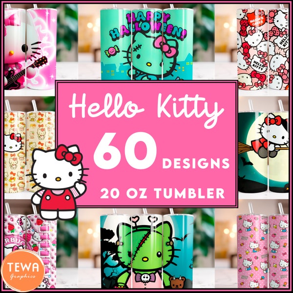 Kitty Bundle 60, Cartoon Tumbler, Kitty Tumbler Wrap 20oz, Kitty Tumbler Png, Kitty Sublimation, Full tumbler wrap, Kitty Png