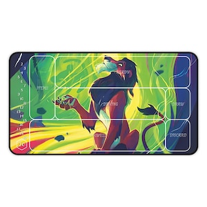 Tapetes de juego TCG - Lorcana - Scar Vengeful Lion Alternate Art - varios tamaños CON zonas