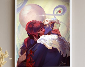 Kritische rol print Shadowgast - Bloody Kiss - DnD Gift voor kritische rol Fan - Caleb Widogast en Essek Thelyss Mighty Nein