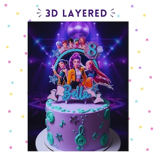 Kpop Demon Hunters Birthday Cake Topper | Custom Name & Age | 3D or Printed | Personalized Birthday Party Decor image 4