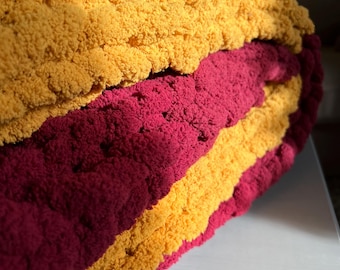 NFL Team Colors- Handknit Blanket, Thin or thicker stripes