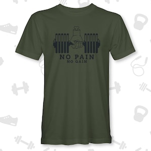 No Pain No Gain | Work out Tee | Gym Shirt | Weightlifting Shirt | Fun Gym Workout Shirt | Fitness Lover Gift | Dumbell Shirt | Gym Gift