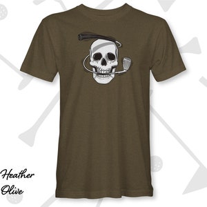 Heather Olive Iron Man Skull and Golf Club Graphic Tee