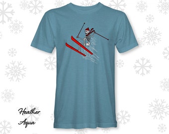 Ski Bum T-Shirt: Skeleton Skier Graphic Tee