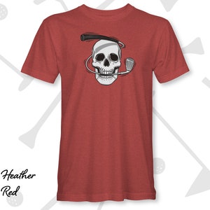 Heather Red Iron Man Skull and Golf Club Graphic Tee