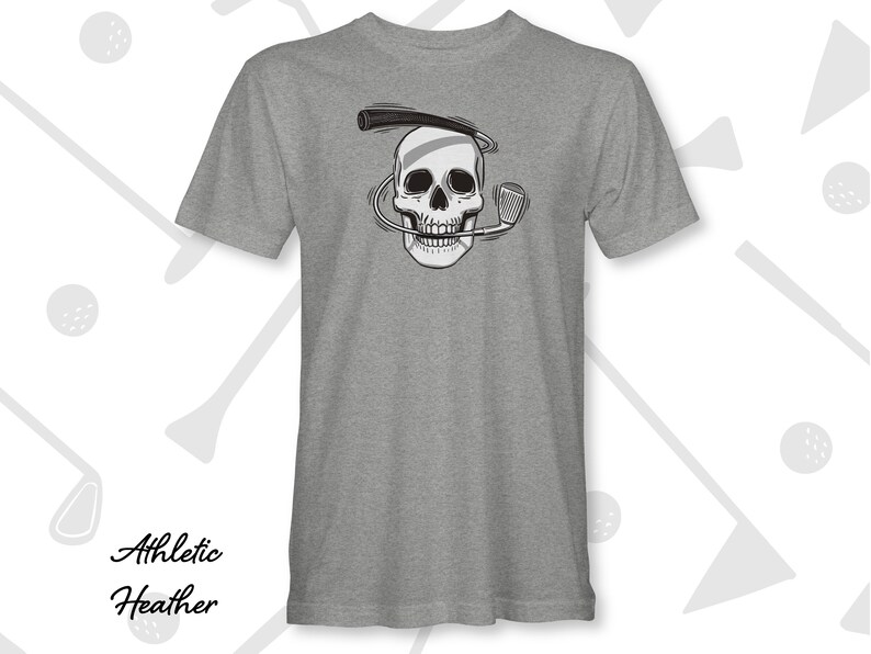 Athletic Heather Iron Man Skull and Golf Club Graphic Tee