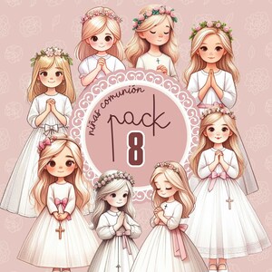 PACK - Meninas Comunhão Loiras, detalhes rosa