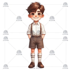 Ilustración Digital Niño Vestido Casual, Arte Infantil Clásico para Decoración y Manualidades, Perfecta para Recordatorios de Comunión