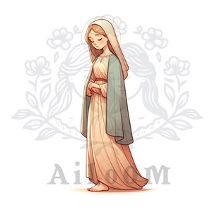 Serenidad en Tonos Dulces: Virgen Pensativa