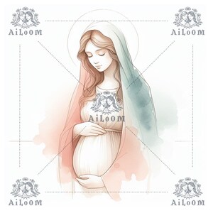 Sweet Expectation: Virgin Mary in Pastel Watercolor.