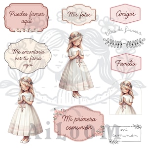 Papel folio Scrap para Album Comunion - Niña rubia stickers
