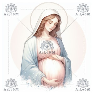 Virgen María en Esperanza: Acuarela Pastel de Maternidad
