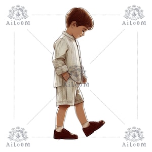 Ilustración Perfil Niño para Eventos Religiosos y Familiares, Imagen Digital Infantil, Arte Detallado para Proyectos de Scrapbooking