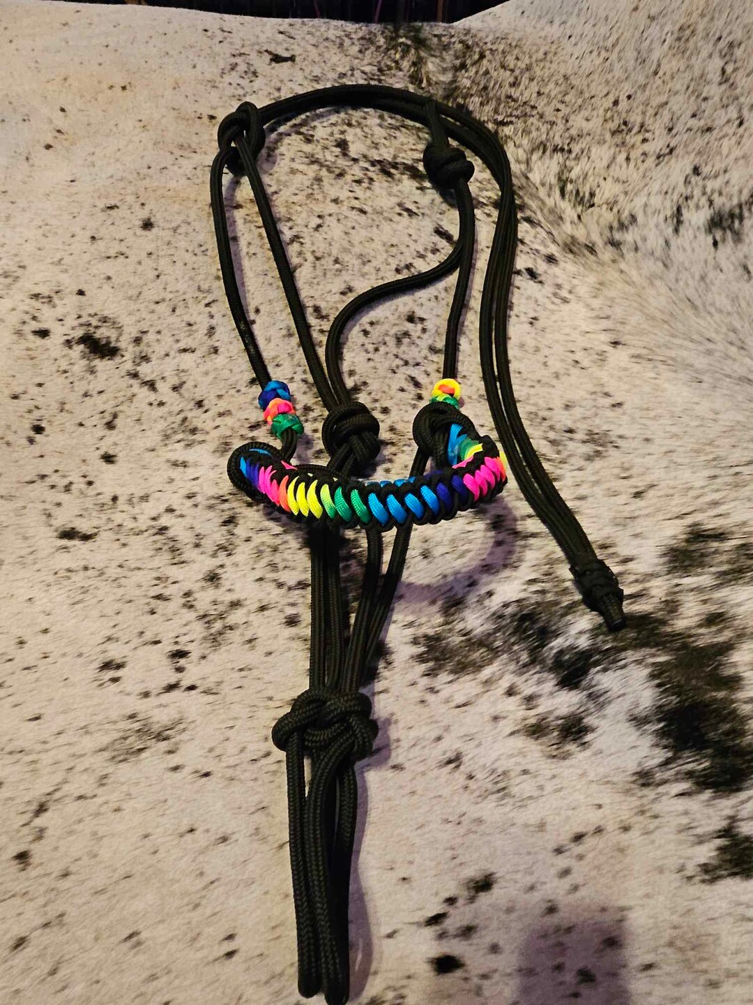 Rope Halter With Rainbow Braid / Paracord Halter /clinician Etsy