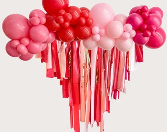 Valentine’s Day Backdrop | galentines theme party | red and pink streamer backdrop | VALENTINES PARTY KIT | kiss the miss goodbye backdrop