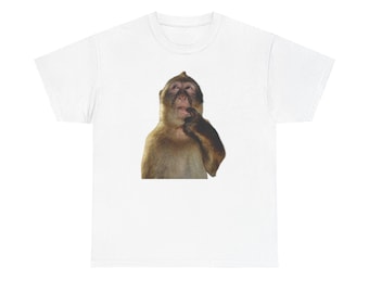 Funny Thinking Monkey Meme T-Shirt - Unisex Cotton Tee