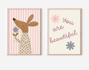 you are beautiful cute floral animal print set for girls nursery, bedroom or playroom