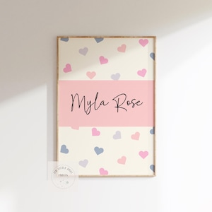 Impresión personalizada de corazón femenino lindo para dormitorio de niñas, sala de juegos o guardería