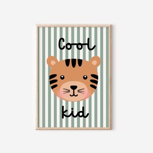 Impresión de pared infantil con diseño de león para dormitorio o sala de juegos, póster infantil neutro, arte de pared bohemio escandinavo