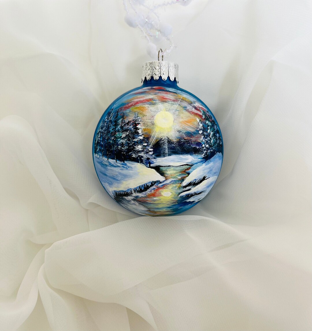 Hand Painted Glass Christmas Ball. Etsy