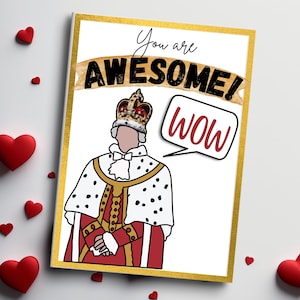 Tarjeta de felicitación Hamilton King George - Imprimible - Aniversario, Cumpleaños, Amor, Amistad, Profesor, Entrenador, Gracias - Broadway