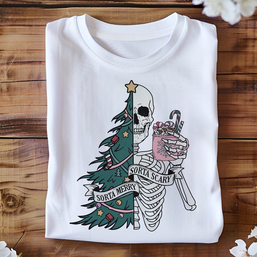 Sorta Merry Sorta Scary PNG, Christmas Skeleton PNG, Pink Christmas PNG ...
