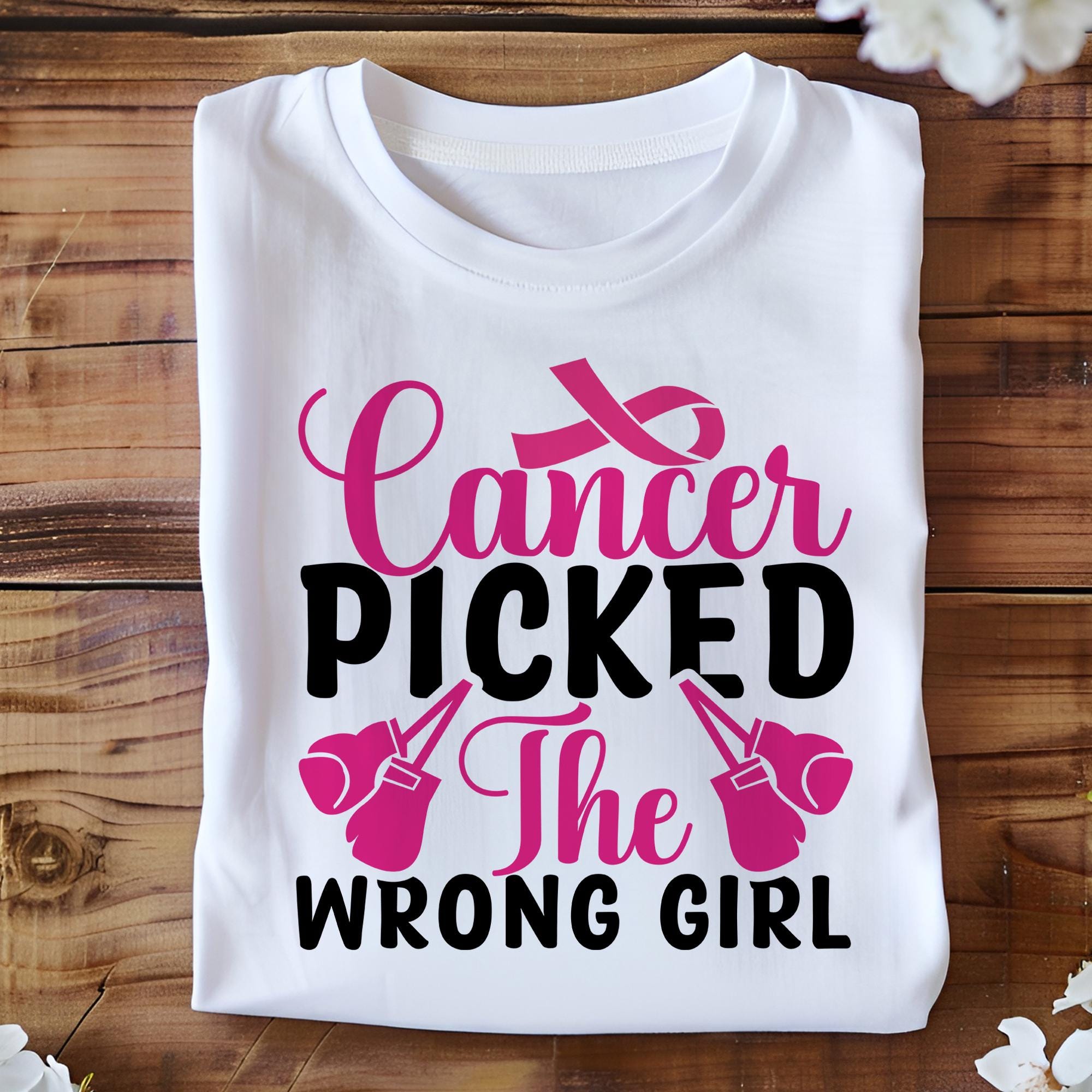 Cancer Picked The Wrong Girl SVG, Breast Cancer SVG, Cancer Awareness SVG, Fight Cancer Together, Svg Cut Files, Instant Download