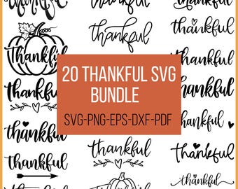 Paquete de archivos SVG de agradecimiento, SVG de agradecimiento, SVG con frase de Acción de Gracias, SVG para camiseta de Acción de Gracias, SVG de calabaza, Silhouette, archivos SVG para Cricut