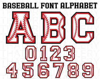 Baseball Font SVG Bundle, Baseball Team SVG, Baseball Mom SVG, Softball Svg, College Alphabet, Varsity Letters, Silhouette, Cut File Cricut