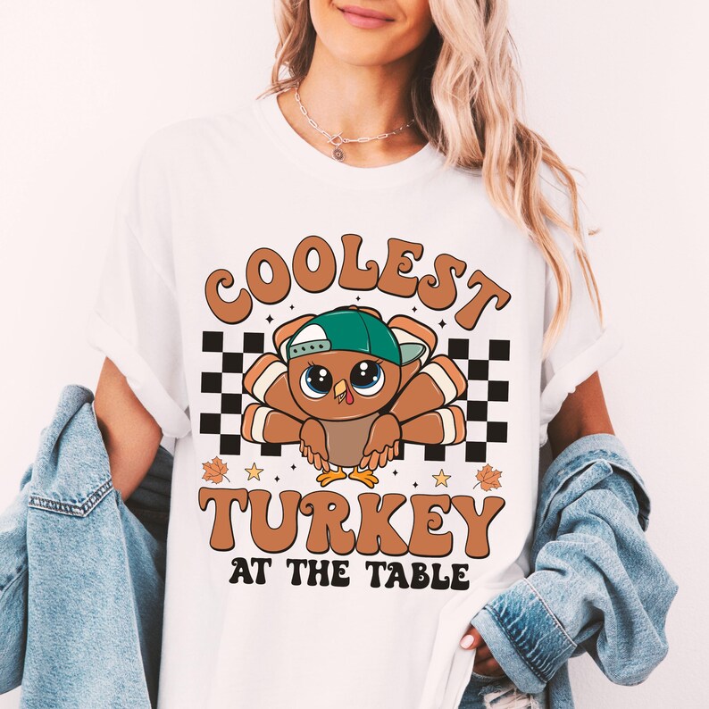 Coolest Turkey At The Table PNG, Funny Thanksgiving PNG, Boys Thanksgiving Kids PNG, Funny Turkey Png, Cutest Turkey Png, Instant Download
