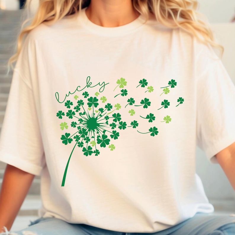 Dandelion St Patricks Day SVG, Shamrock SVG, Lucky SVG, Clover Svg, St Patricks Day Svg, Lucky Shamrock Svg, Irish Svg, Svg Files for Cricut