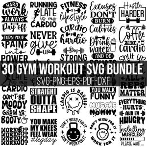 Gym SVG Bundle, Workout SVG Bundle, Gym Motivation SVG, Fitness SVG, Gym Quotes, Lustiges Workout, Motivationssvg, Übungssvg, Gym Cut File