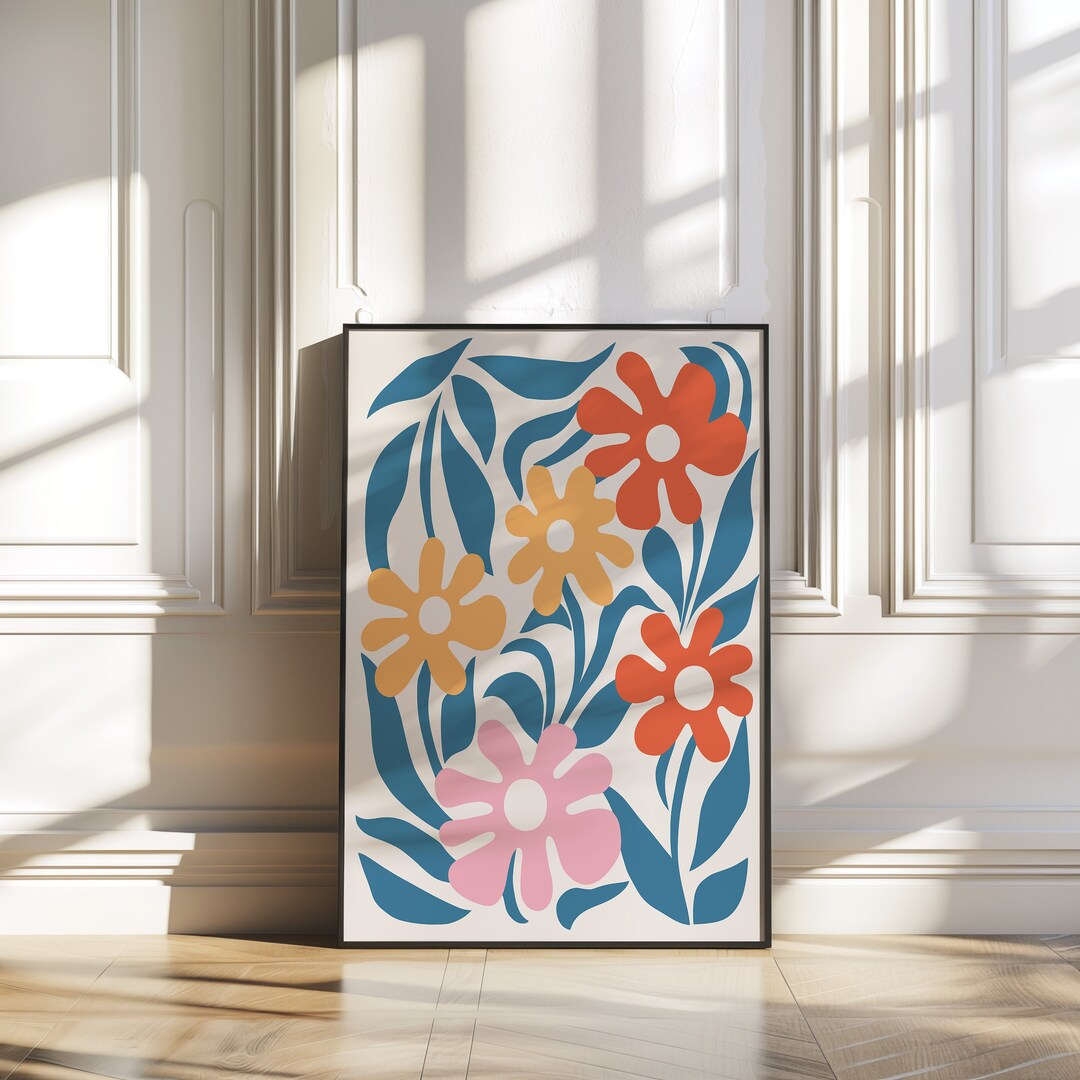 Boho Abstract Flowers Wall Art Printable, Floral Wall Art, Botanical ...