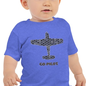 Papas Co-pilot Baby Kurzarm Collage T-shirt | Flugzeug Baby T-Shirt | Pilot Baby Geschenke