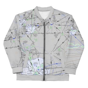 Chaqueta bomber con carta de ruta IFR LAX-San Diego - Regalo para piloto de aviación, equipo unisex Skybound - ELUS04