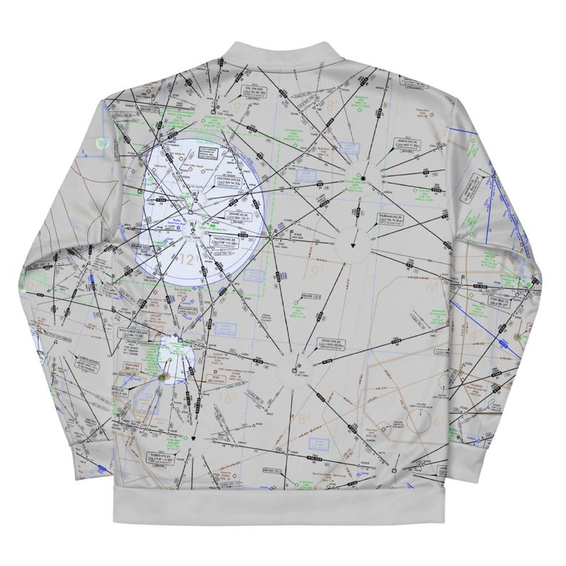 Denver-Kansas City-Co Springs IFR Enroute Chart Bomber Jacket - Aviation Pilot Gift, Unisex Skybound Gear - ELUS10