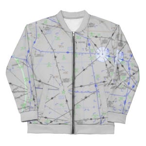 Giubbotto bomber con carta nautica IFR Chicago-Detroit - Regalo per piloti di aviazione, Unisex Skybound Gear - ELUS28