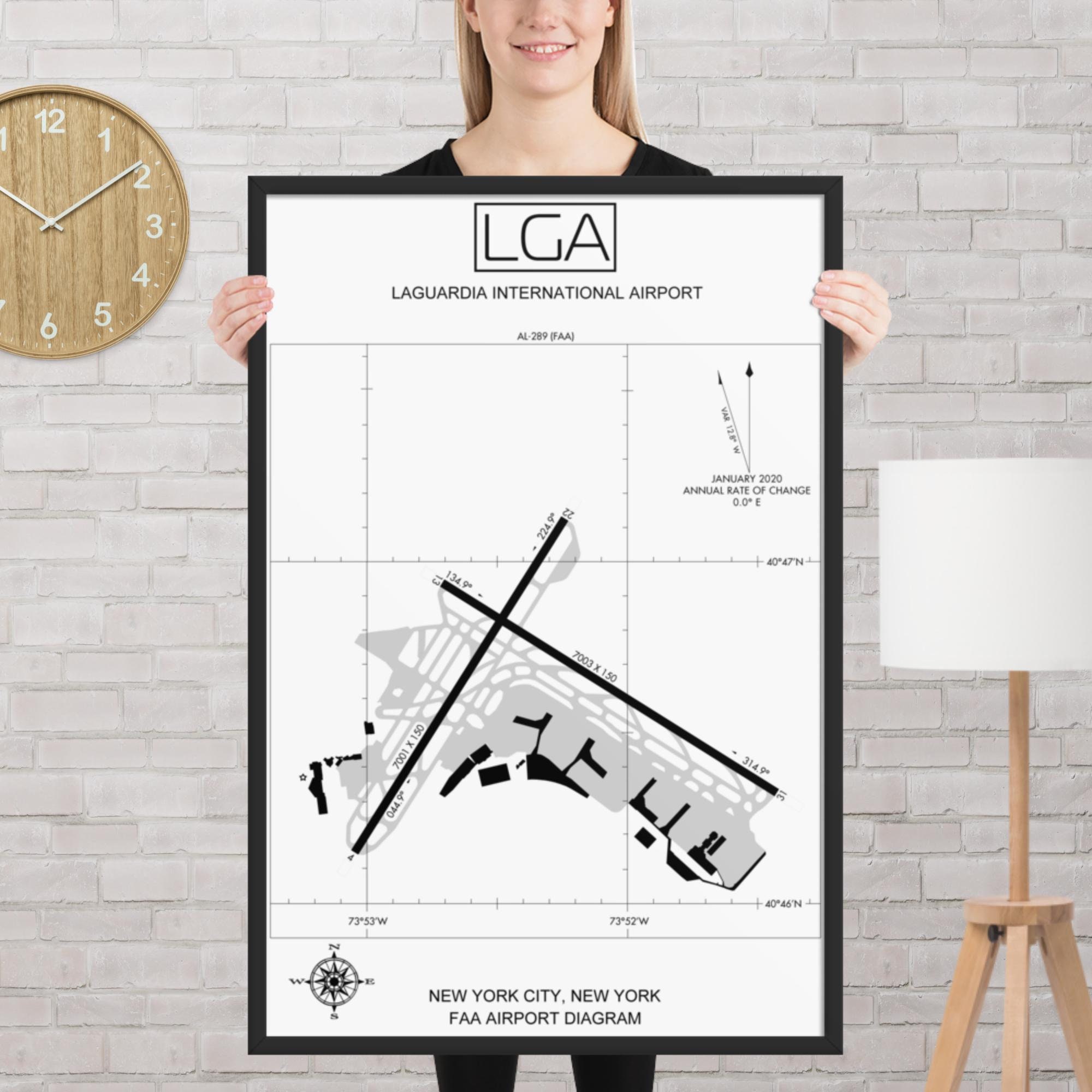 Lga Rnav Map LGA Laguardia International Airport Diagram Framed Print | LGA Airport ...