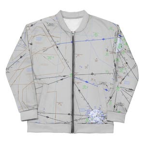 Chaqueta bomber con carta de ruta IFR de Amarillo-Tulsa - Regalo para piloto de aviación, equipo unisex Skybound - ELUS15