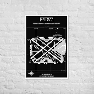MDW Chicago Midway International Airport Diagramm Druck | MDW Airport Map Poster | Chicago Airport Roll- und Landebahn Poster | Digitaler Download