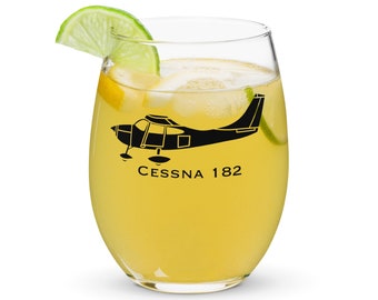 Custom Cessna 182 Stemless Wine Glass | Tumbler | Picnic Party Glassware