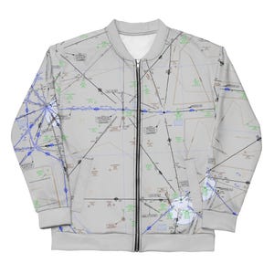 Chaqueta bomber con carta de ruta IFR de Little Rock a Birmingham - Regalo para piloto de aviación, equipo Skybound unisex - ELUS18