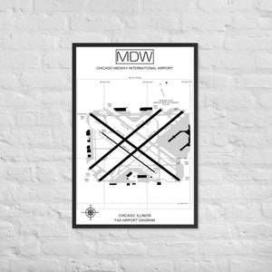 MDW Chicago Midway International Airport Diagramm Druck | MDW Airport Map Poster | Chicago Airport Roll- und Landebahn Poster | Digitaler Download