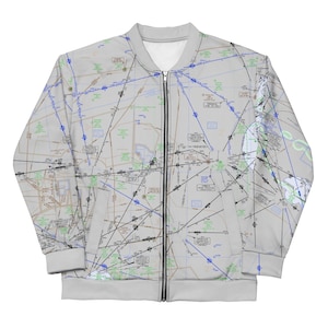Denver-Kansas City-Co Springs IFR Enroute Chart Bomber Jacket - Aviation Pilot Gift, Unisex Skybound Gear - ELUS10