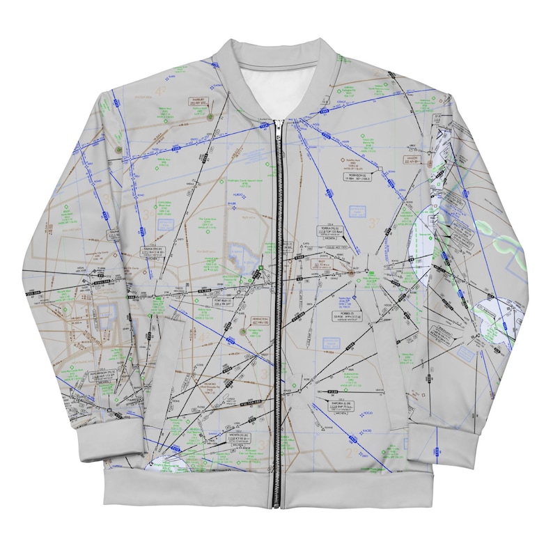 Denver-Kansas City-Co Springs IFR Enroute Chart Bomber Jacket - Aviation Pilot Gift, Unisex Skybound Gear - ELUS10