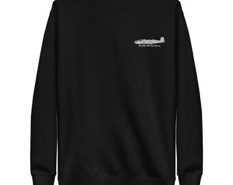 North American B-25 Mitchell Custom Embroidered Logo Sweatshirt: comfortable, quality fleece. | Unisex | Pilot Gift | Ladies Mens