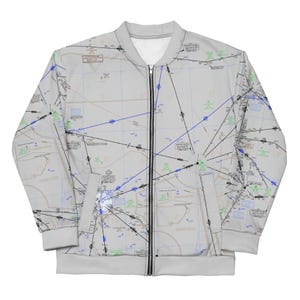 Chaqueta bomber con carta de ruta IFR Spokane-Great Falls - Regalo para piloto de aviación, equipo Skybound unisex - ELUS13