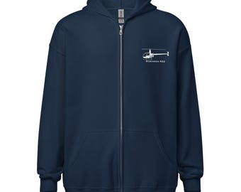 Robinson R22 Custom Logo Zip Hoodie. Comfortable Quality Shirt for Pilot, Aircraft Owner, Aviator.