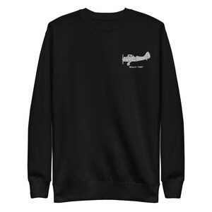 May include: Black sweatshirt with a white silhouette of a vintage aeroplane and the text "WACO YMF" printed on the front.